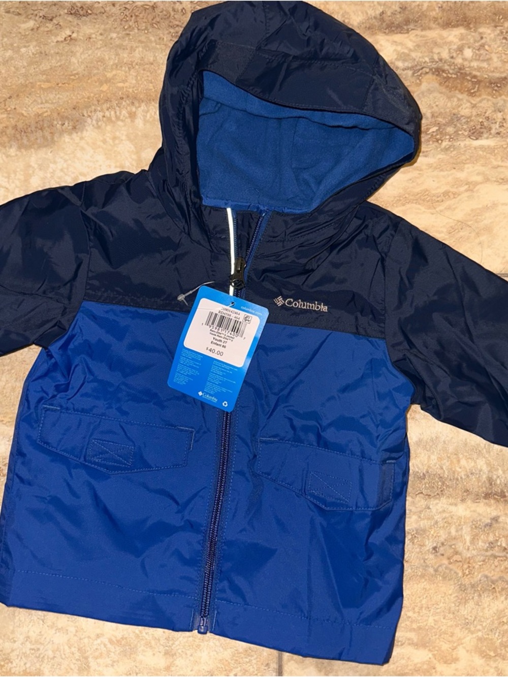 Columbia Navy and Bright Blue Hooded Kids Jacket